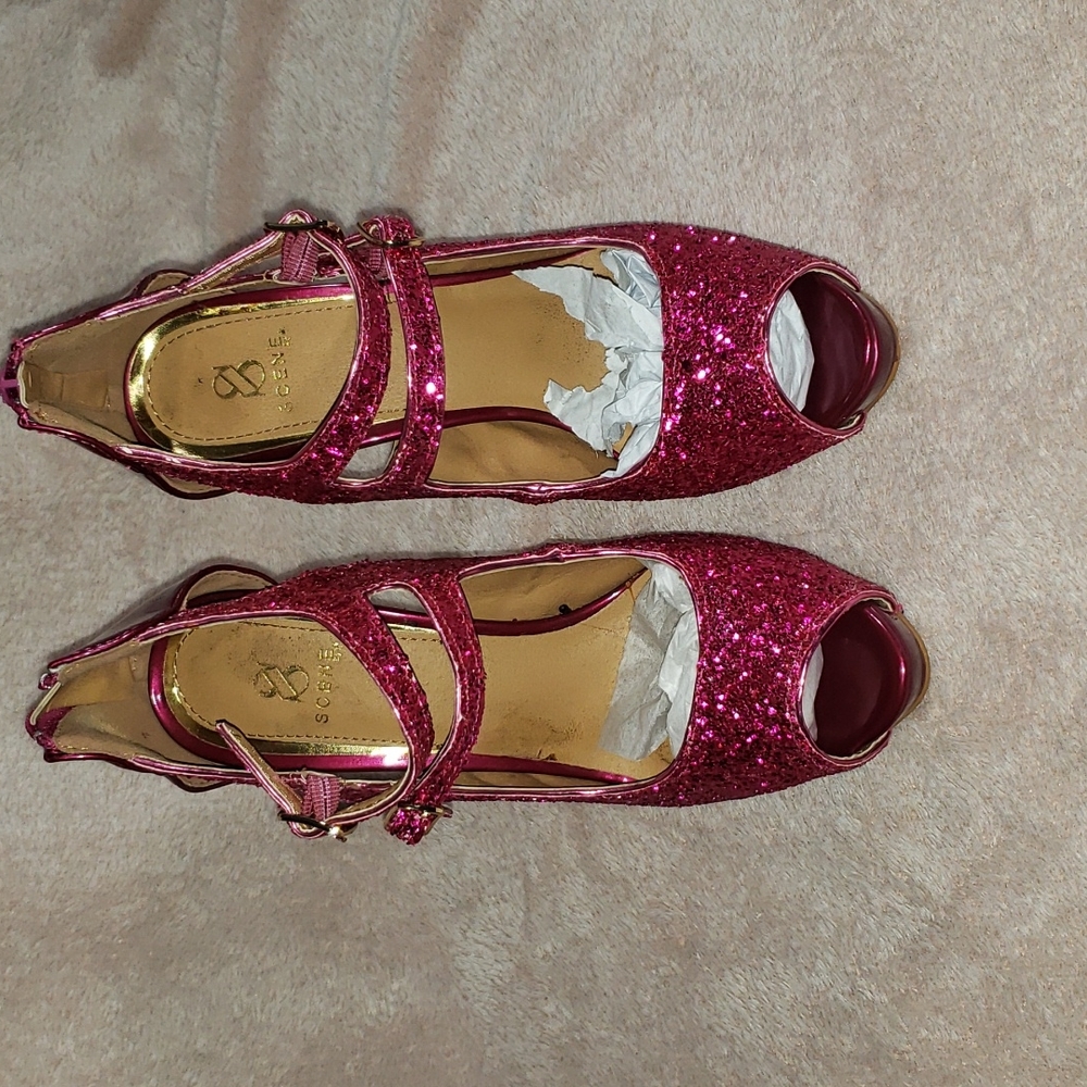 Sparkly pink heels by Scene, size 8